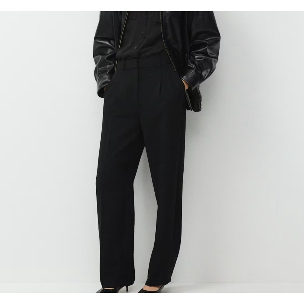 Aritzia Wilfred The Effortless Pant Black Japanese Crepette Wide Leg High Rise